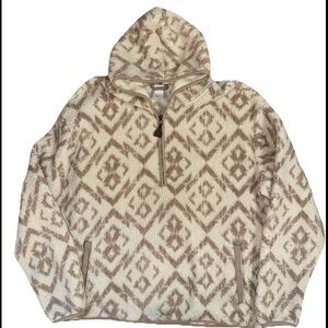 Cinch Womens Sherpa Jacket XL Tan 1/4 Zip Hood Western Crème Tan Cowgirl